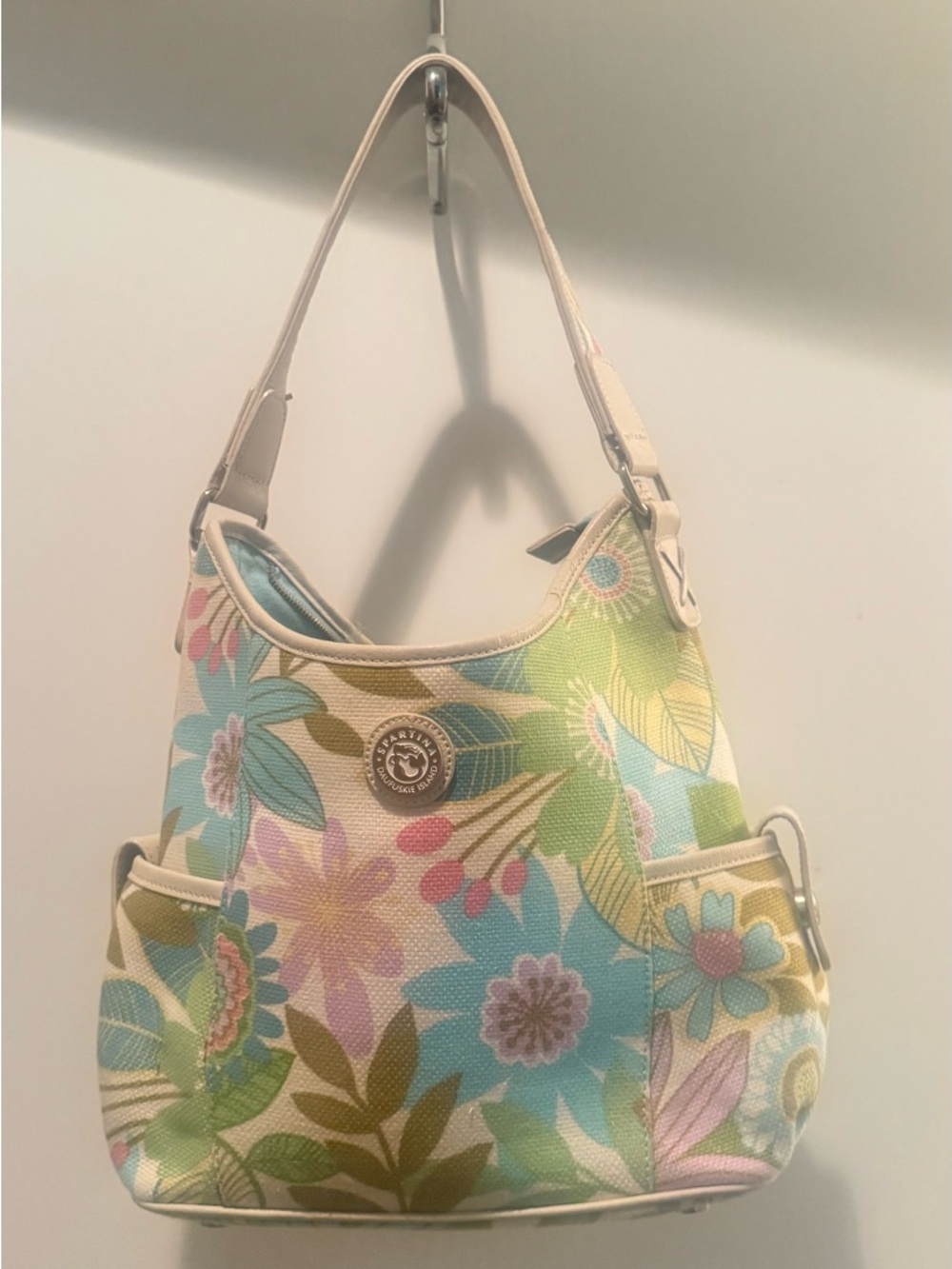 SPARTINA 449 Floral Canvas Shoulder Bag in Pastel Multicolor -